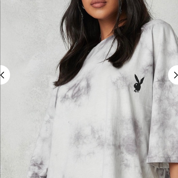 Playboy Charcoal Tie Dye Shirt Dress - Picture 2 of 4